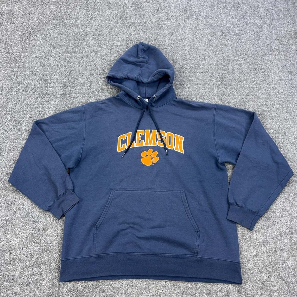 Clemson Tigers Sweatshirt Mens Large Blue NCAA Football Port & Company Hoodie